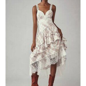 Anthropologie The Bobbi Asymmetrical Ruffle Tiered Midi Dress Womens S Cottage